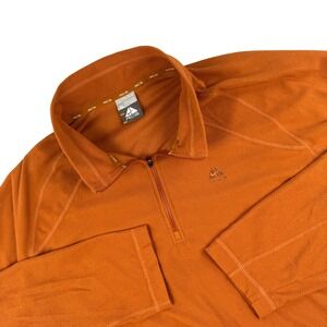 Nike ACG Pullover Mens XL Burnt Orange Waffle Knit Quarter Zip Hiking Outdoor